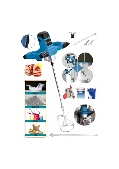 Böhrer HB0010T Devir Ayarlı 6 Kademeli 2400W Dark Blue Elektrikli Alçı Boya + Harç Karıştırıcı