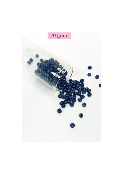 Dökme Cam Kum Boncuk Büyük Boy 6/0 4 Mm - 20 Gram - Koyu Mavi - Bnc078 Diğer