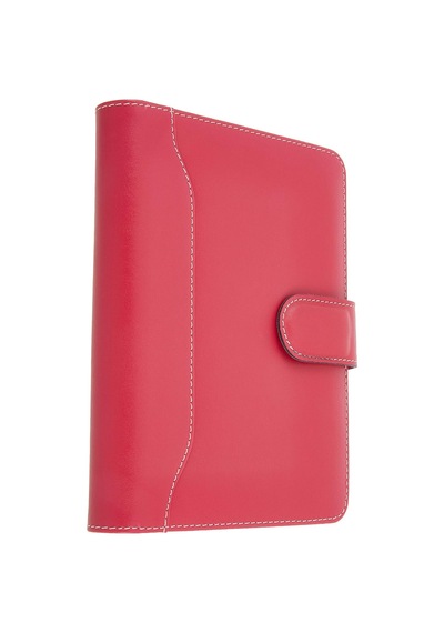 5164 Ajanda Tarihsiz Kareli 14x20 Cm. Ajanda/defter Hesap Makineli Suni Deri Organizer, Fuşya Çok Renkli