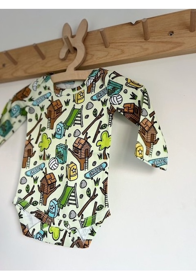 Key Kids Garden Yeşil %100 Organik Pamuklu Unisex Kız Erkek Bebek Body Zıbın