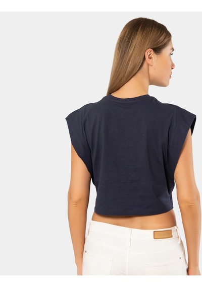 Türen Kadın Vatka Görünümlü Crop T-shirt 3402/lacivert 001