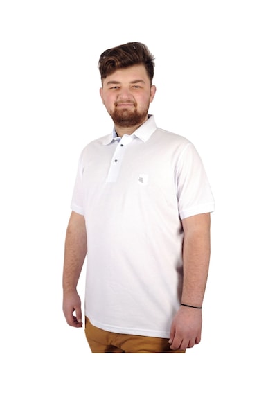 Mode Xl Battal Beden Erkek Tshirt Polo Yaka Nakışlı Klasik Pike 20553 Beyaz 001