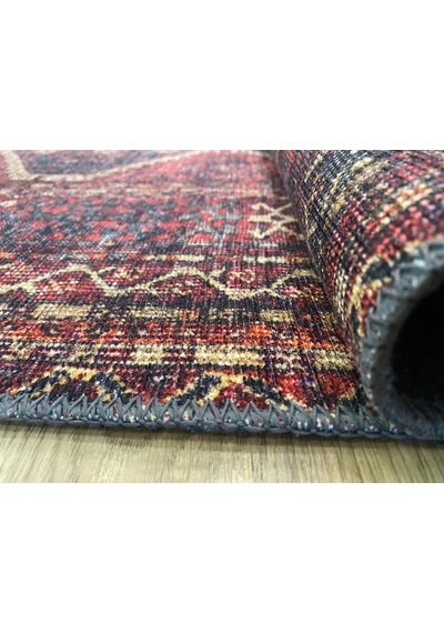 Çam Halı Anatolia 32-058 Etnik Afgan Halısı Desenli Dokuma Tabanlı Yıkanabilir Şönil Salon Ve Oda Halısı Bordo - Kırmızı