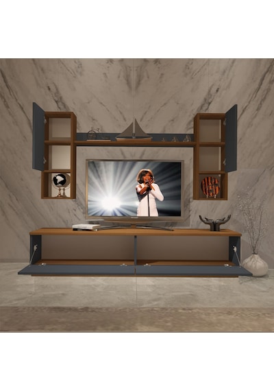 Decoraktiv Eko 5dab Mdf Std Tv Ünitesi Tv Sehpası Ceviz - Antrasit