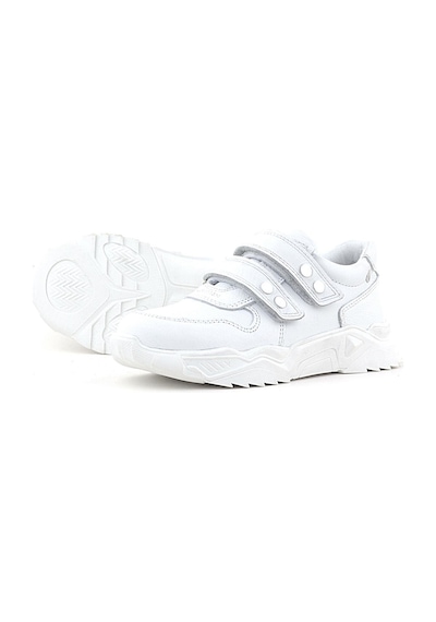 Rakerplus Hakiki Deri Beyaz Metal Detaylı Kız Çocuk Sneakers Ayakkabı Beyaz