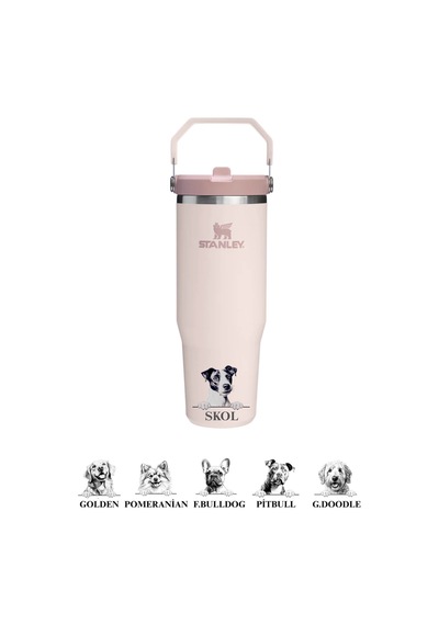 Stanley Kişiye Özel The Iceflow Flip Straw Pipetli Termos Bardak Stanley 0.89 L Özel İsimli Açık Pembe