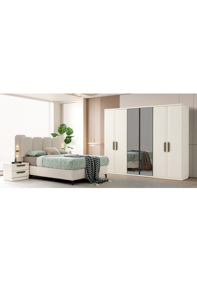 Floransa Mdf Membran 6 Kapaklı Gardırop Ve Yatak Odası Takımı Baza Hariç Başlık Dahil Beyaz Floransa Mdf Membran 6 Kapaklı Gardırop Ve Yatak Odası Takımı Baza Hariç Başlık Dahil Beyaz
