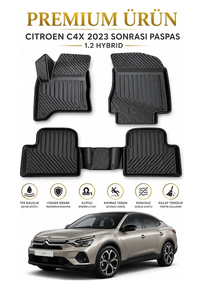 Citroen C4x Hybrid 2023 Sonrası İle Uyumlu 3d Oto Paspas Premium