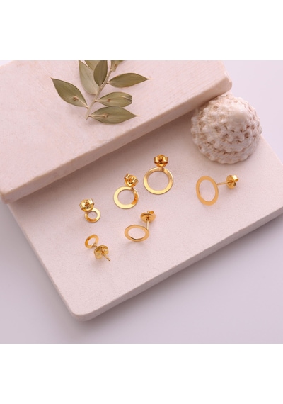 925 Ayar Gümüş Minimal Çember Küpe Çap:9.50 Mm- E00252 Gold