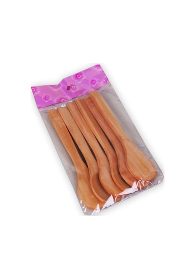 6 Adet Ahşap Çay Kaşığı Mini Boy