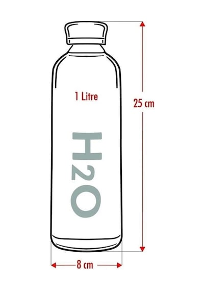 H2o Borosilikat Cam Matara 1L Vakum Kapaklı Su Şişesi Suluk 1000 Ml
