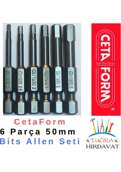 Cetaform 6 Adet X 5cm Takım Manyetik Bits Allen Alyan Matkap Ucu