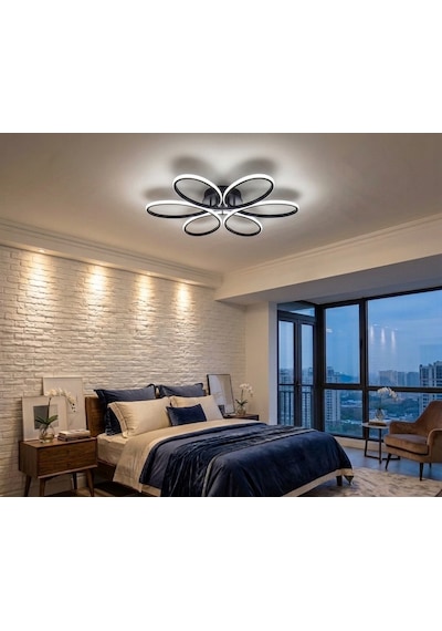 3 Renkli Yonca 6 Lı Siyah Plafonyer Salon Mutfak Çocuk Odası Yemek Masası Ve Antre İçin Modern Led