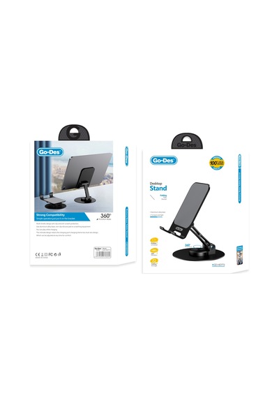 Go Des Gd-hd773 Ayarlanabilir Katlanabilir 360 Derece Dönebilen Telefon Ve Tablet Standı Siyah