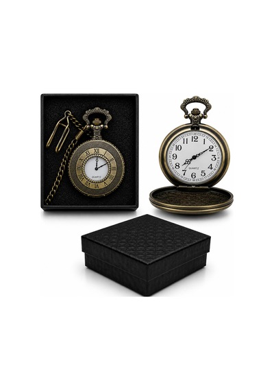 1 Adet Köstekli Saat Özel Kutulu Cep Saati Pocket Watch 4 5 Cm