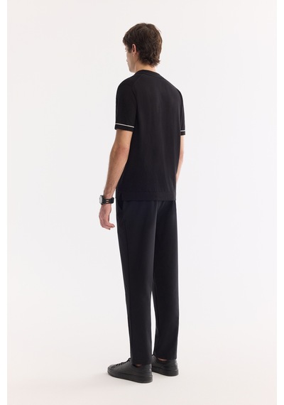 Avva Erkek Siyah Polo Yaka Düğmesiz %100 Pamuk Soft Touch Regular Fit Triko T-shirt A61y5041
