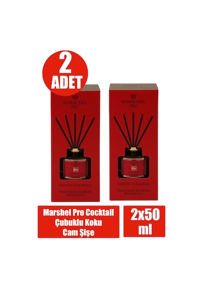 Marshel Pro Cocktail Çubuklu Koku Cam Şişe 50 Ml 2 Adet Cocon Serenite