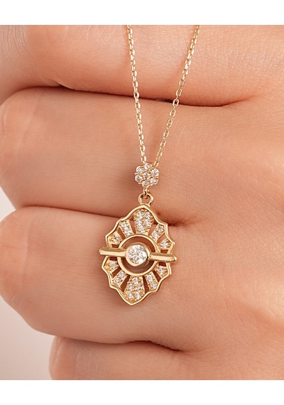 Debora Jewelry 14 Ayar Altın Taşlı Tasarım Kolye