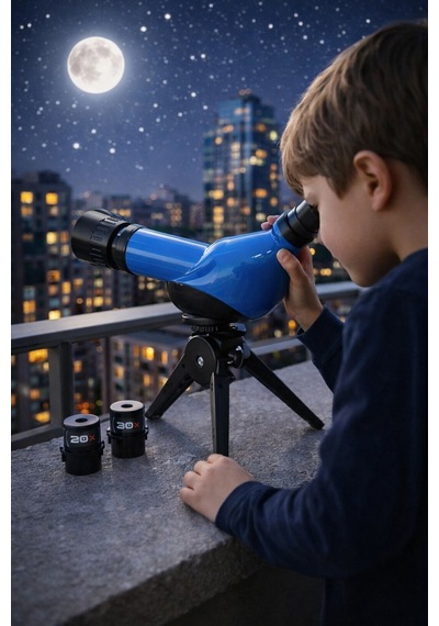 20x 30x Zoom Tripodlu Çocuk Bilim Seti Teleskop Eğitici Uzay Gözlem Oyuncağı