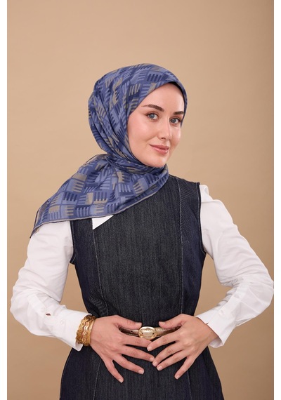 Silk Home Yaz Esintisi Eşarp 150001-13 İndigo, Yeşil Bej, Eflatun