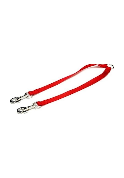 Doggie Dokuma Çift Köpek Gezdirme Aparatı M Kırmızı 2x60-60 Kırmızı