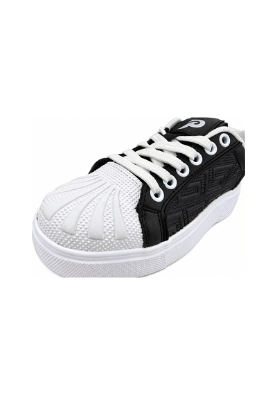 Papucumun Dünyası Poiz Unisex Kalın Tabanlı Retro Court Sneaker Beyaz - Siyah