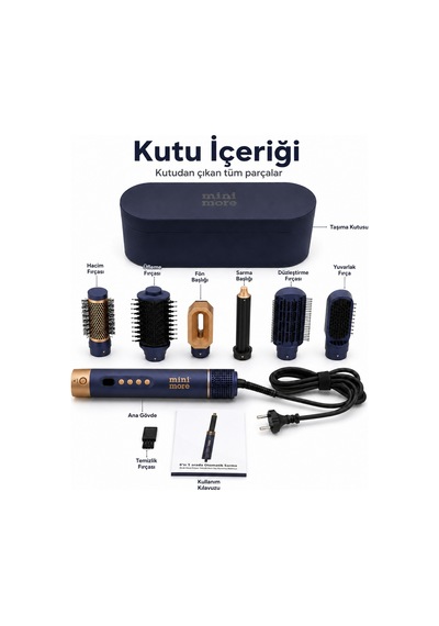 Mini More 6'sı 1 Arada Profesyonel Saç Şekillendirici + Premium Deri Çanta