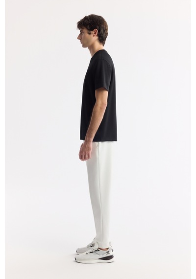 Avva Erkek Siyah Bisiklet Yaka Baskılı Bi-stretch İnterlok Regular Fit T-shirt A51y1132