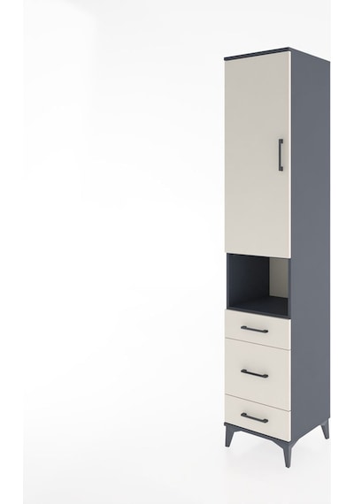 Hyperion Dolap 4 Raflı 3 Çekmeceli Tek Kapaklı 44x44x221 Antrasit-aytaşı Antrasit