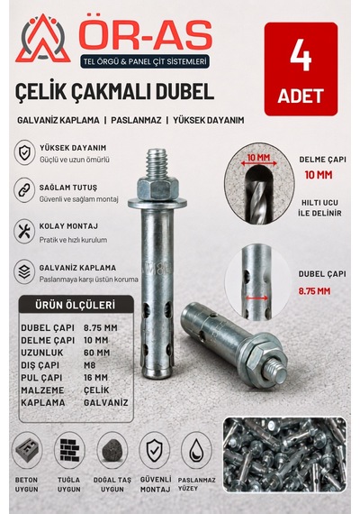 Çelik Dubel - 4 - Adet
