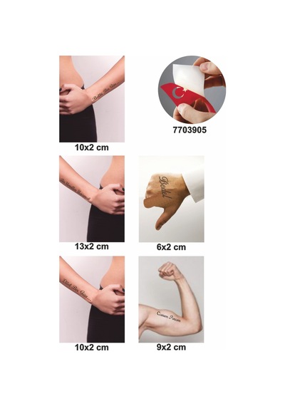 Enhavalı Umudumuz Yaşamak Geçici Dövme Kına Şablonu 5'li