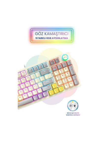 Sprange Mk-12 Rainbow Q Klavye Rgb Oyuncu Klavyesi Gaming Klavye Işıklı Kablolu Klavye