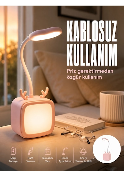 Ayarlanabilir Led Masa Lambası Şarjlı Modern Aydınlatma Renkli 07605342