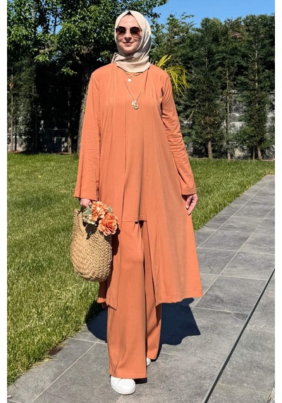Rabia Şamlı Yaren Üçlü Takım Kiremit Çok Renkli