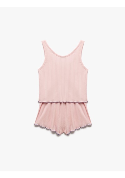 Koton Modal Kumaş U Yaka Kolsuz Şortlu Pijama Takımı Pembe 5slk40069mk Gül