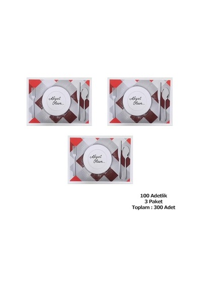 Kağıdı Afiyet Olsun Baskılı Beyaz Masa Örtüsü - 29 X 40 Cm. - 100 Adetlik 3 Paket Genel