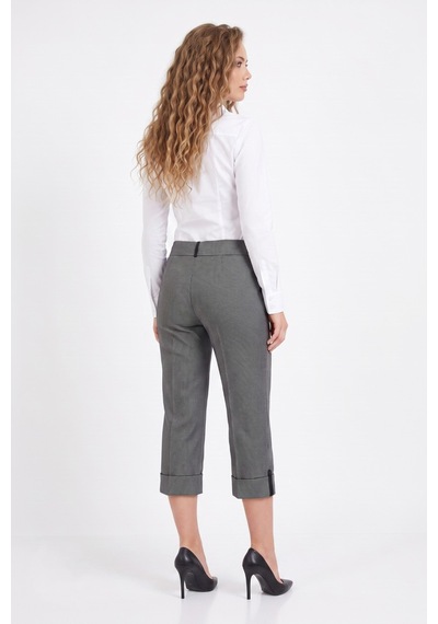Baglan Kadın Bermuda Duble Paça Pantolon Bgl-00009515 Koyu Gri