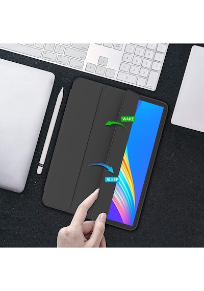 Apple Uyumlu iPad Pro 12.9 Inç 5. Ve 6. Nesil 2021 / 2022 Kalem Bölmeli Uyku Modlu Standlı Silikon Kılıf Kılıf