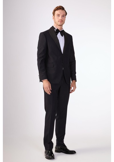 Dufy Lacivert Erkek Slim Fit Mono Yaka Smokin Takım - 79117 Lacivert