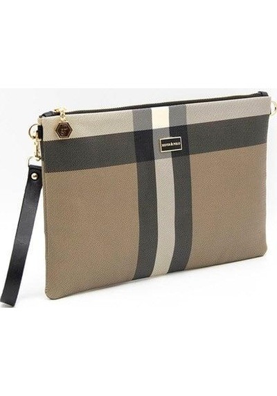 Silver Polo Sp1034 Kadın Portföy & Clutch Ekose Kahve-siyah