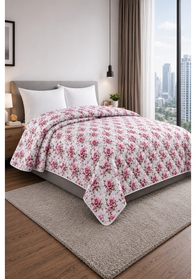 Yatak Örtüsü Çok Amaçlı 100% Polyester Hassas Tuşeli Basklı Lüx - Premium 200 Cm X 220 Cm Açık Mürdüm