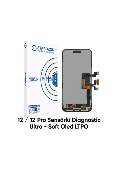 Starozon - Apple iPhone Uyumlu 12 / 12 Pro Sensörlü Diagnostic Ultra-soft Ekran Panel