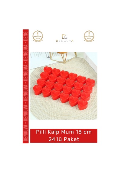 Ledmum Pilli Kalp Led Dekoratif Romantik Alevsiz Şık Aydınlatma Güvenli Mum 18cm 24'lü Paket Çok Renkli