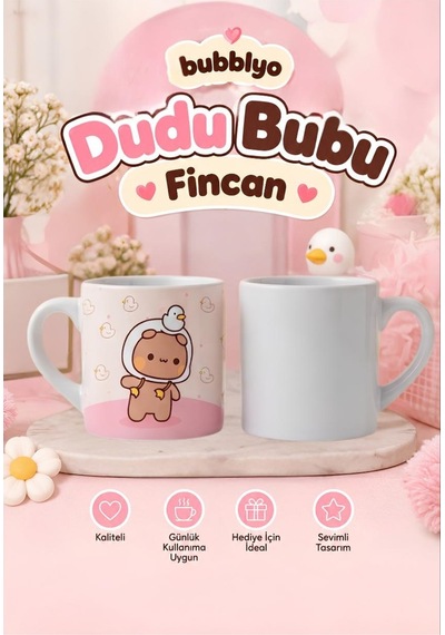 Dudu Bubu Sevimli Tasarım Fincan Kupa Kahve Çay Kupası Tatlı Hediye Kahverengi Kahverengi