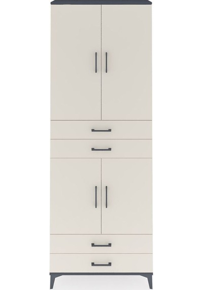 Arges Dolap 5 Raflı 4 Çekmeceli 4 Kapaklı 88x30x243 Antrasit-aytaşı Antrasit