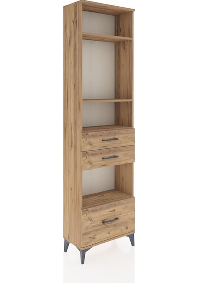 Arges Dolap 4 Raflı 3 Çekmeceli 60x30x221 Çam-çam Çam