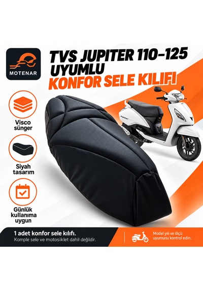 Motenar Tvs Jupiter 110 125 Uyumlu Visco Konfor Sele Kılıfı Siyah