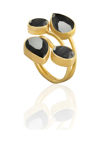 Kadir Jewellery 22 Ayar Altın Kaplama Zirkon Taşlı Kadın Vintage Yüzük Siyah 32889427