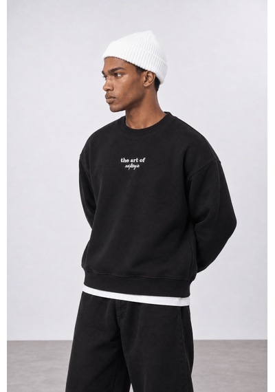 Respire Erkek The Art Of Patch Detaylı Oversize Sweatshirt Siyah