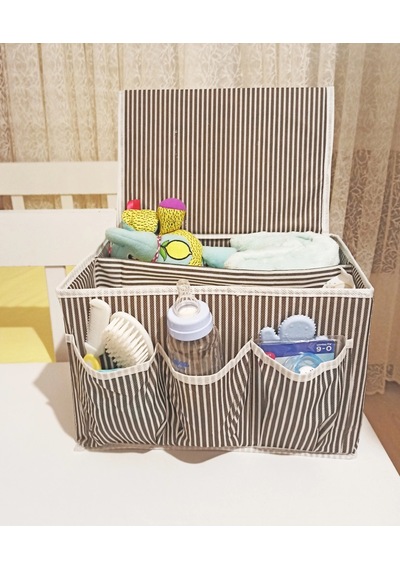 Bebek Beşik Başucu Düzenleyici Kapaklı 5 Bölmeli Organizer Çok Renkli